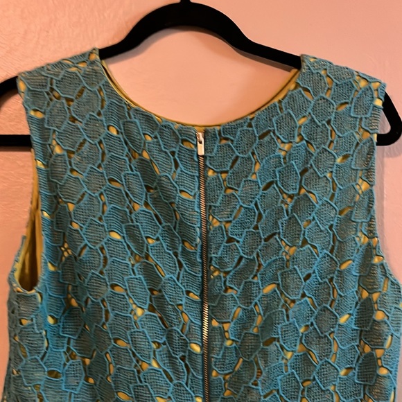 Diane von Furstenberg Carpreena Mini Pebble Lace Sleeveless Teal Green Dress 12 - Picture 8 of 16